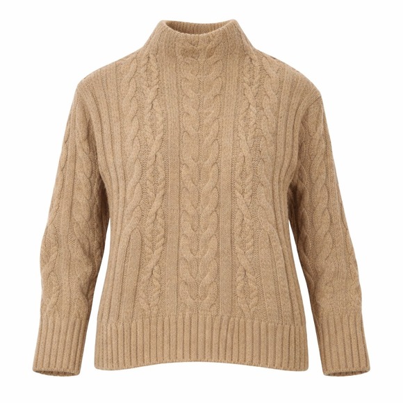 Vince Sweaters - Vince Sweater Womens Large Brown Alpaca Cable Knit Mock Neck Cozy Luxe